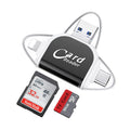 4-in-1 Multi Card Reader | USB-C & Lightning | TF & SD Card | Plug & Play