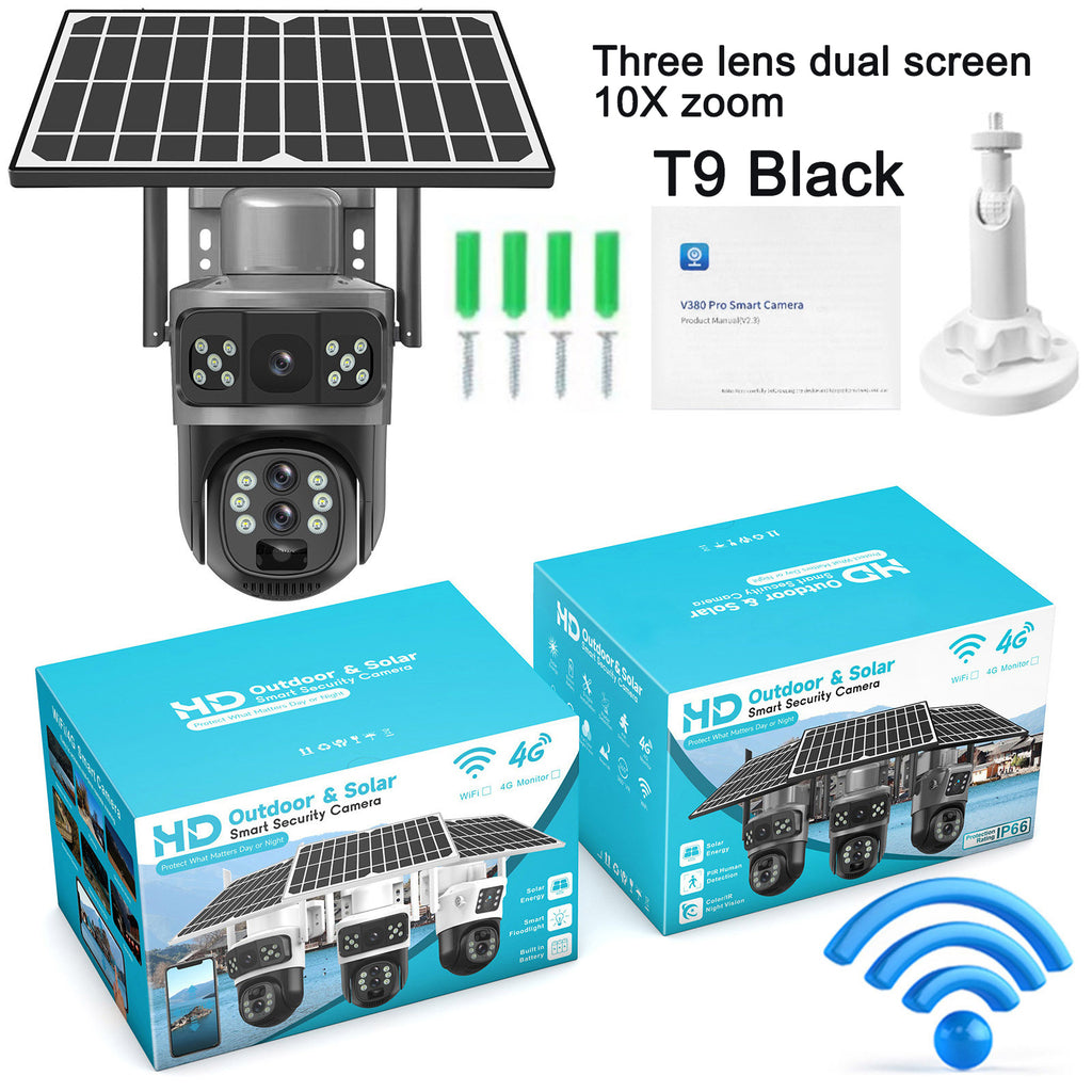 Solar WiFi Security Camera | Dual-Screen | 10x Zoom | Wireless Monitor