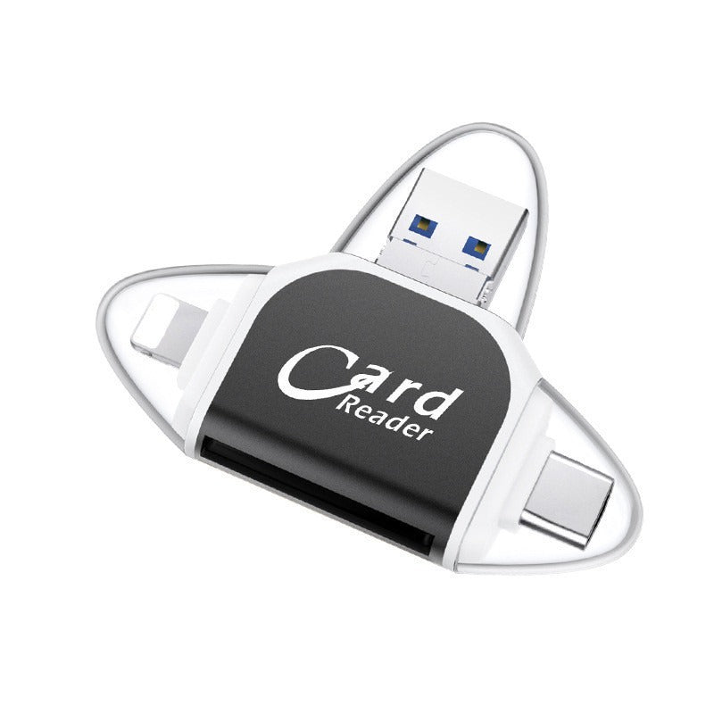 4-in-1 Multi Card Reader | USB-C & Lightning | TF & SD Card | Plug & Play