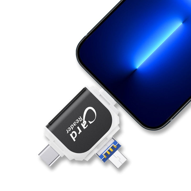 4-in-1 Multi Card Reader | USB-C & Lightning | TF & SD Card | Plug & Play