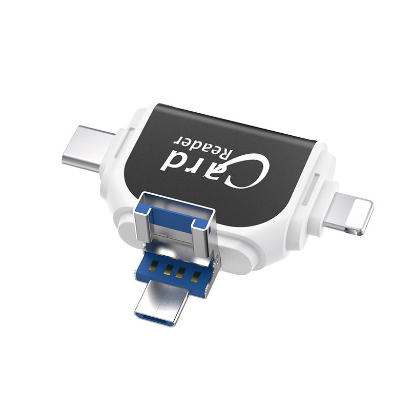 4-in-1 Multi Card Reader | USB-C & Lightning | TF & SD Card | Plug & Play
