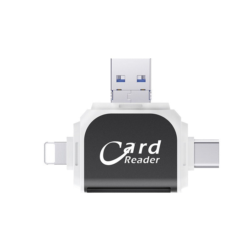 4-in-1 Multi Card Reader | USB-C & Lightning | TF & SD Card | Plug & Play