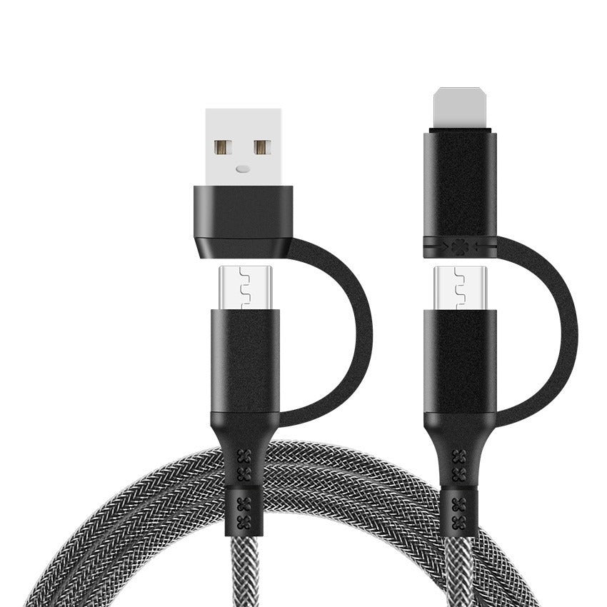 4-in-1 Braided Fast Charging Cable | PD 60W | USB-C & Lightning